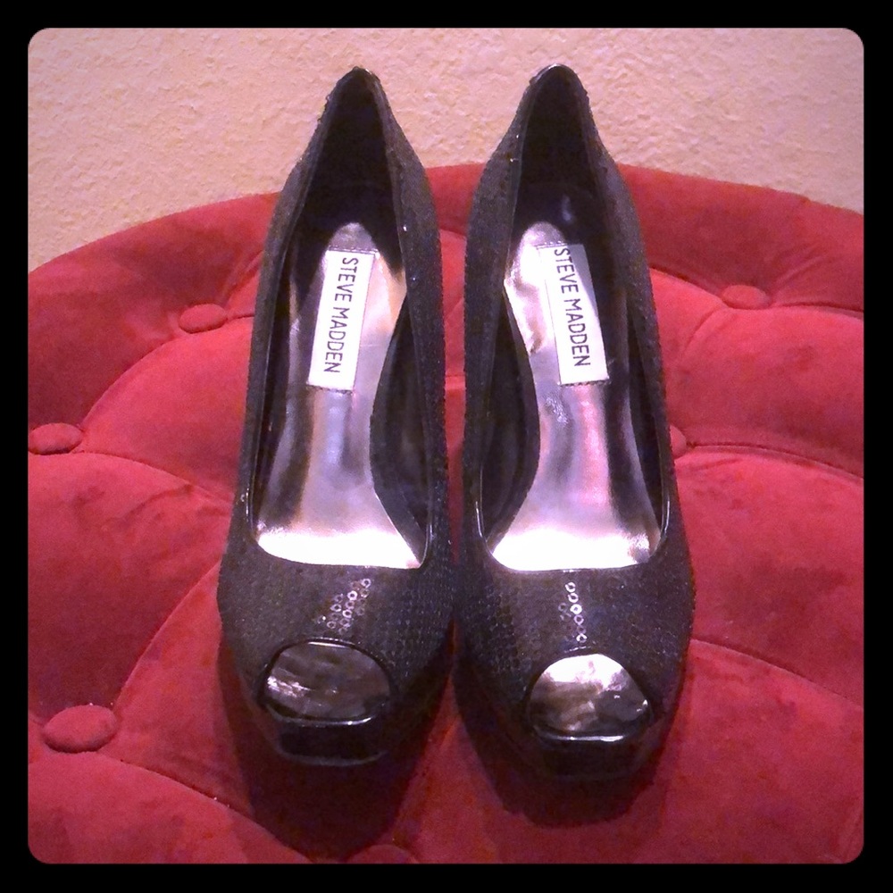 Steve Madden Sequin Peep Toe Pumps
